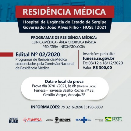 Hospital Governador João Alves Filho abre inscrições para Residência Médica