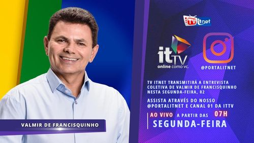 TV Itnet transmitirá entrevista coletiva de Valmir de Francisquinho nesta segunda, 02