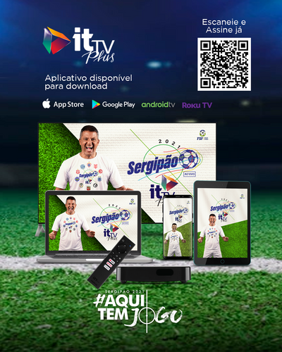 Acesse o QR CODE e assine já o pacote de transmissão do Campeonato Sergipano 2021, na it TV Plus