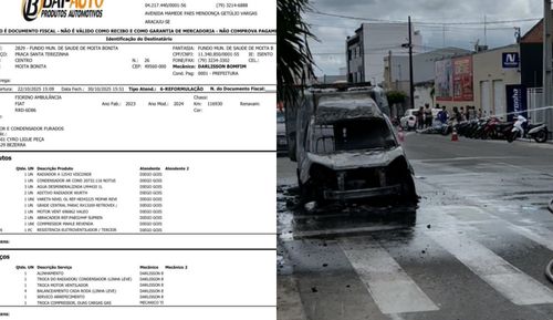 Ambulância de Moita Bonita pega fogo em Itabaiana; Prefeitura diz em nota que manutenção estava em dia