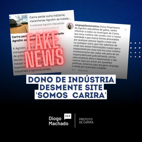 Dono da Agrolim desmente notícia sobre não instalação da fábrica em Carira por falta de incentivos fiscais