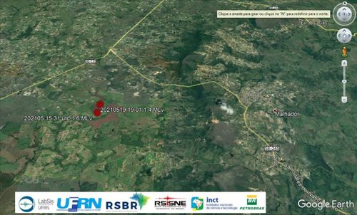 Dois tremores de terra são registrados no município de Malhador
