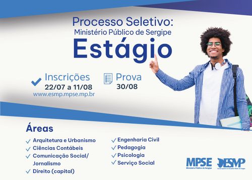 Ministério Público de Sergipe abre processo seletivo para estágio em diversas áreas