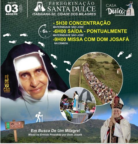 Fé e devoção marcam peregrinação de Santa Dulce neste domingo em Itabaiana