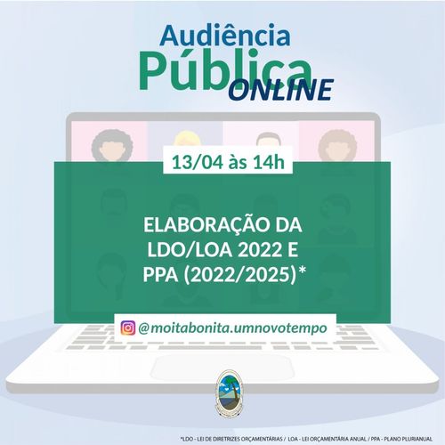 Audiência da LDO, LOA e Plano Plurianual ocorrerá em Moita Bonita no próximo dia 13 e a população pode participar