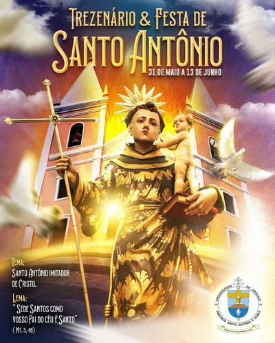 Trezenário e festa em honra ao Padroeiro Santo Antônio ocorrerão de 31 de maio a 13 de junho, em Itabaiana