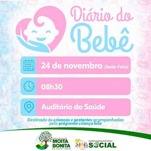 Prefeitura de Moita Bonita realiza projeto “Diário do Bebê" nesta sexta, 24