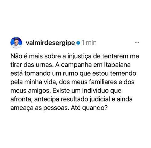 Tensão aumenta em Itabaiana: Candidato a prefeito relata ameaças