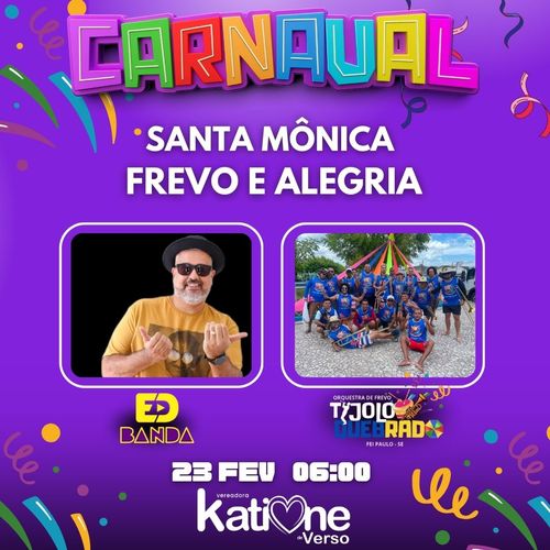 Orquestra Tijolo Quebrado e EdBanda animam Bloco Santa Monica neste domingo, 23
