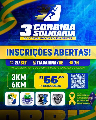 Garanta sua vaga: inscrições abertas para a Corrida Solidária do 3º BPM