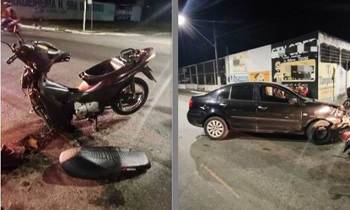 Colisão entre carro e motoneta deixa vítima com múltiplas fraturas em Nossa Senhora das Dores