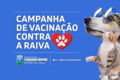 Dia D da vacinação contra a Raiva ocorrerá neste sábado, 23, em Itabaiana. Saiba onde levar seu animal
