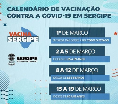 Vacinação dos idosos entre 80 e 89 anos em Sergipe iniciará na semana que vem. Veja o calendário
