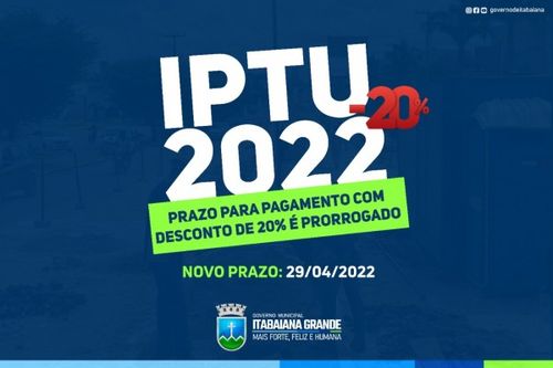 Prefeitura de Itabaiana prorroga prazo para pagamento do IPTU com desconto