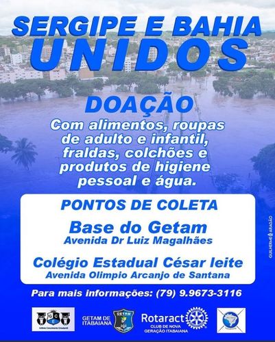 SOLIDARIEDADE: grupo de Itabaiana continua arrecadando mantimentos para as vítimas das chuvas na Bahia
