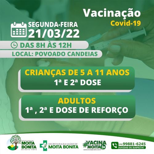 Vacimóvel circula hoje no povoado Candeias, em Moita Bonita, para imunização de quem tem doses em atraso