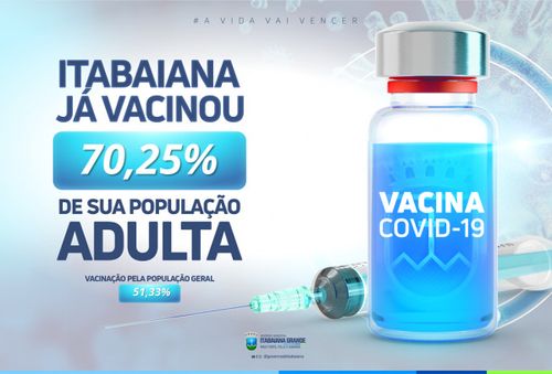 NÚMEROS DE ALEGRIA: mais de 70% da população adulta de Itabaiana já foi vacinada com a primeira dose ou dose única